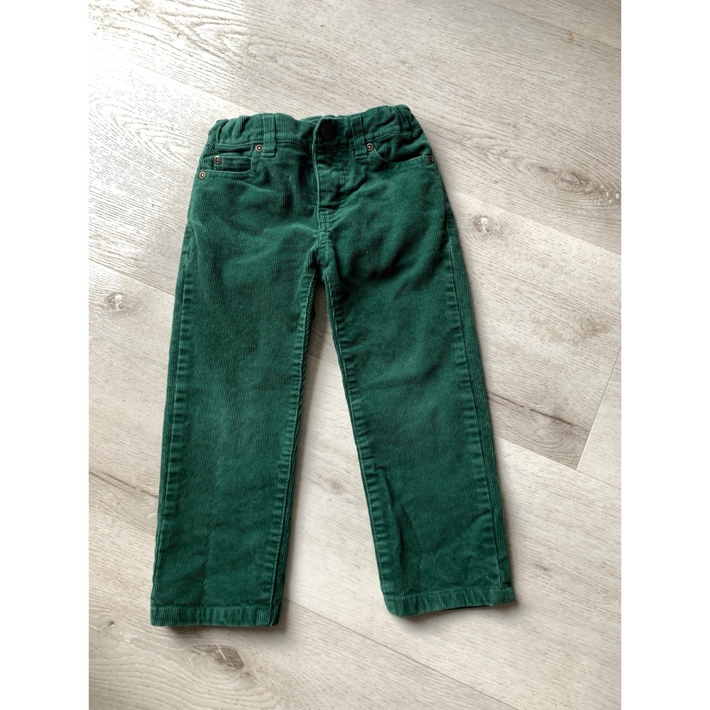 Janie and Jack Kids Green Corduroy Pants Adjustable Waist Size 3 Preppy Classic